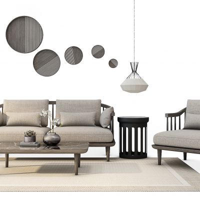 新中式沙发茶几组合