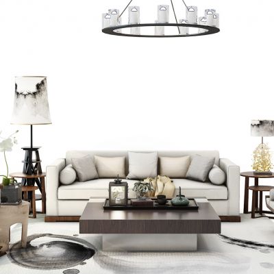 中式沙发茶几组合