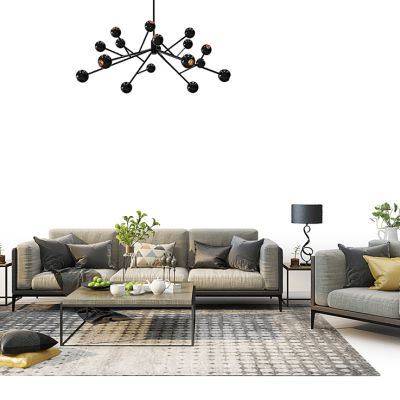 现代沙发茶几吊灯果盘