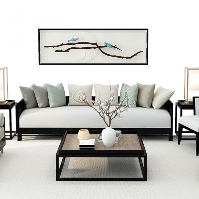 新中式沙发茶几组合