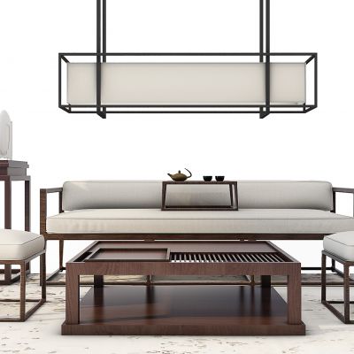 新中式罗汉床茶几组合