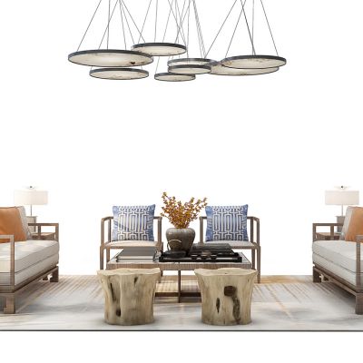 中式沙发茶几组合