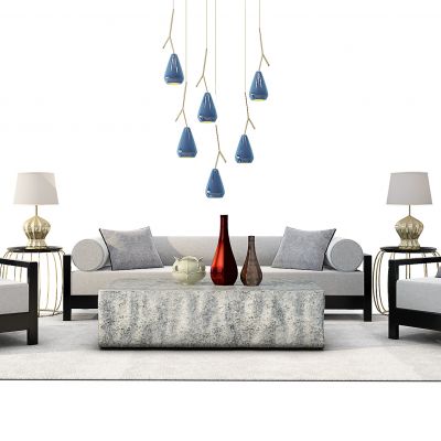 新中式沙发茶几组合