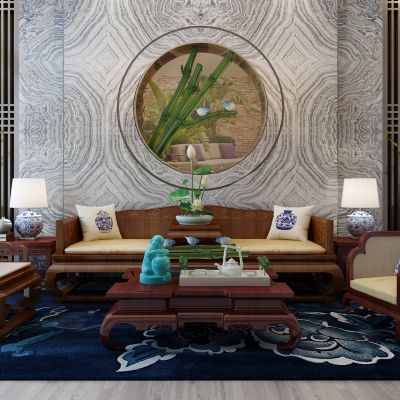 中式实木沙发茶几组合罗汉床组合