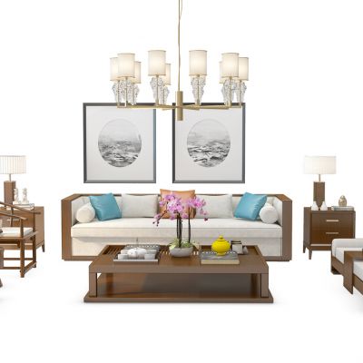 中式沙发茶几组合