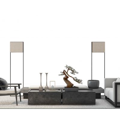 现代中式沙发茶几