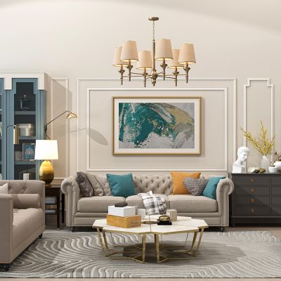 美式沙发茶几高靠背沙发装饰柜餐边柜