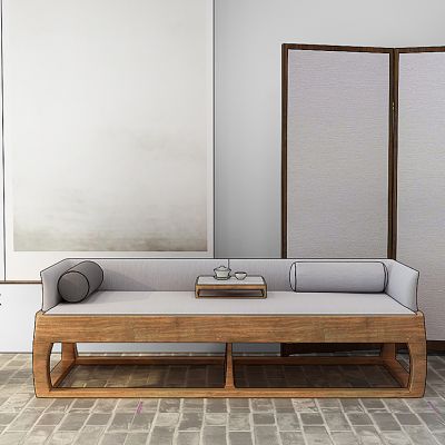 新中式床榻罗汉床屏风组合