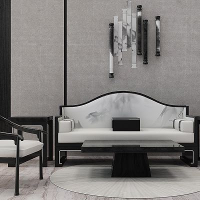 新中式沙发茶几组合