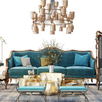 古典欧式客厅沙发脚蹋凳子镜子装饰镜