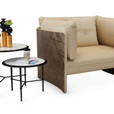 现代单人沙发边几圆几宾利沙发