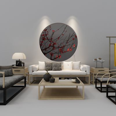 新中式沙发茶几组合