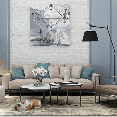 现代沙发茶几宠物狗