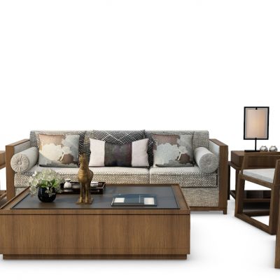 中式沙发茶几墩凳