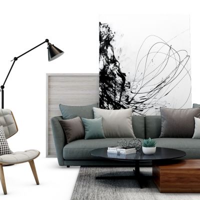 现代沙发茶几休闲椅落地灯