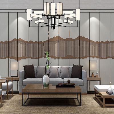 新中式沙发茶几组合