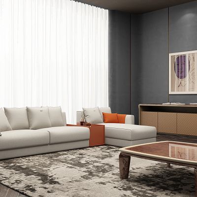 现代转角沙发茶几边柜组合宾利沙发