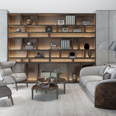 现代沙发茶几书柜组合