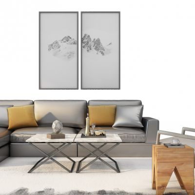 现代沙发茶几木墩