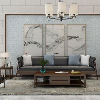 新中式沙发茶几组合