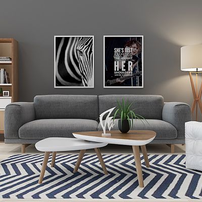 北欧沙发茶几落地灯3D模型