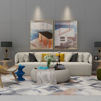 现代沙发茶几动物书架