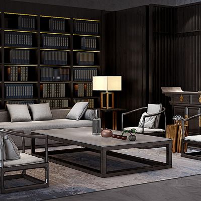 新中式沙发茶几组合