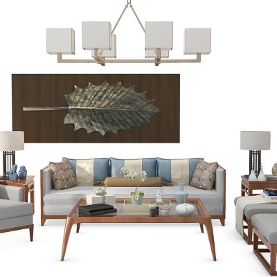 新中式沙发茶几组合