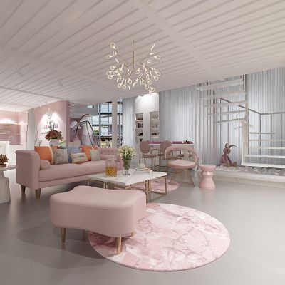 现代女士美容养生spa会所休闲等候区