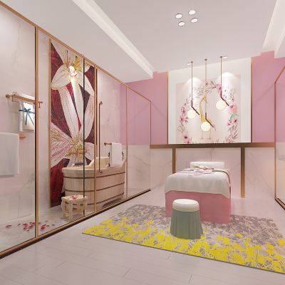 现代SPA美容美体会所按摩房床