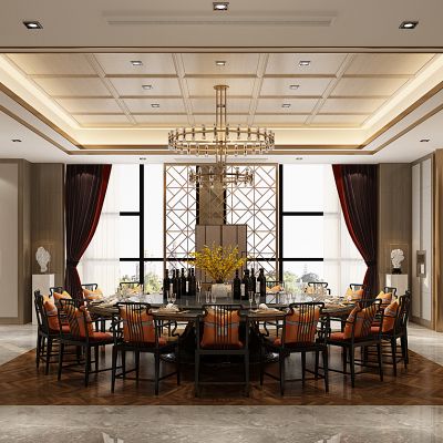 新中式餐厅包间餐桌椅子