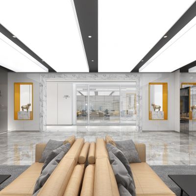 现代办公前厅前台等候区