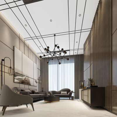 新中式售楼处vip洽谈室会客厅