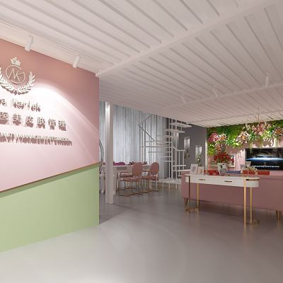 现代女士美容养生spa会所按摩房室前台