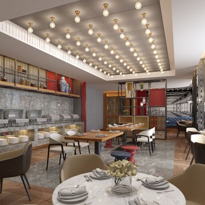 新中式自助餐厅餐台餐具早餐厅大餐厅