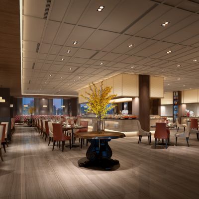 新中式自助餐厅卡座摆台