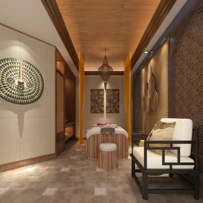 东南亚泰式spa按摩房床