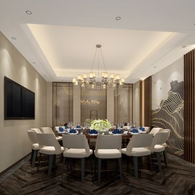 新中式餐厅包间餐桌椅子