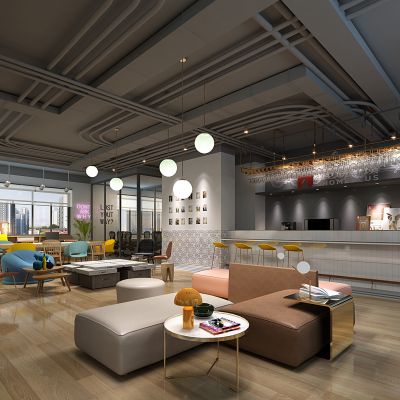 现代风格办公休闲区水吧