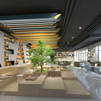 现代风格办公休闲区书吧