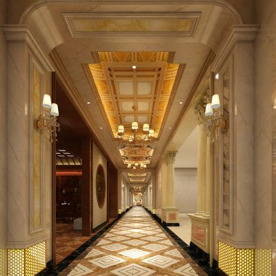 欧式法式洗浴会所别墅走廊走廊