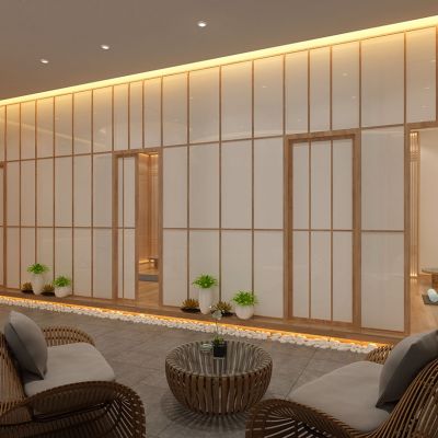 日式餐厅休闲区走廊榻榻米木屋