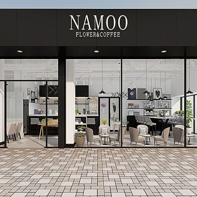 北欧咖啡店门头水吧台3D模型