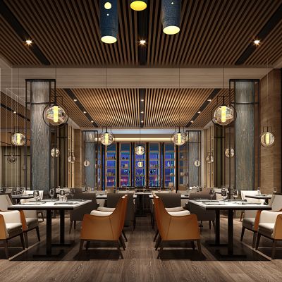 新中式餐厅门头干枝树灯