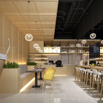 现代咖啡厅奶茶店餐桌