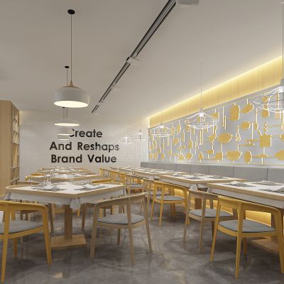 现代特色餐椅餐厅桌椅剪影墙面