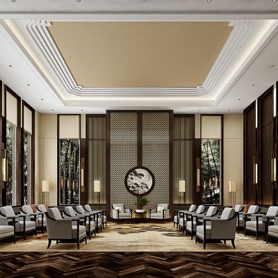 新中式会议室3D模型