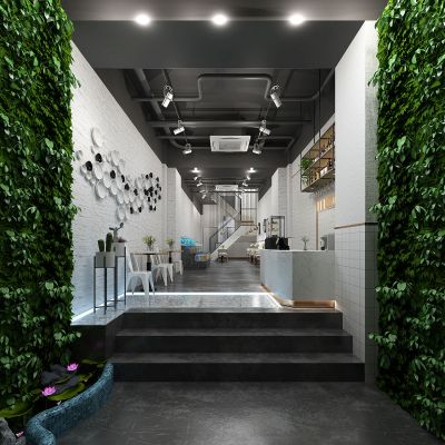 现代餐厅饮品店水吧台前台接待