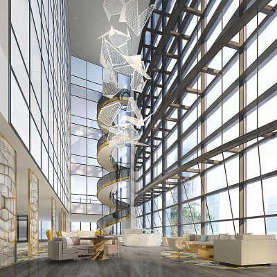 现代办公大堂大厅中庭3D模型