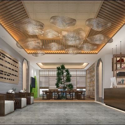 新中式餐饮茶楼接待大厅前台